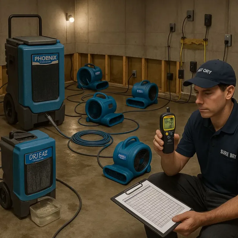 Structural Drying and Dehumidification process in Richland, MS